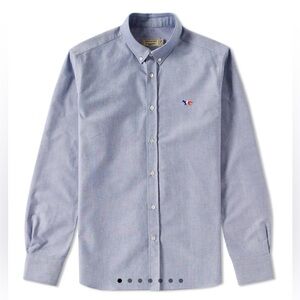 MAISON KITSUNE Size 41 Blue Chambray Tricolour Fox Oxford Classic Button Down